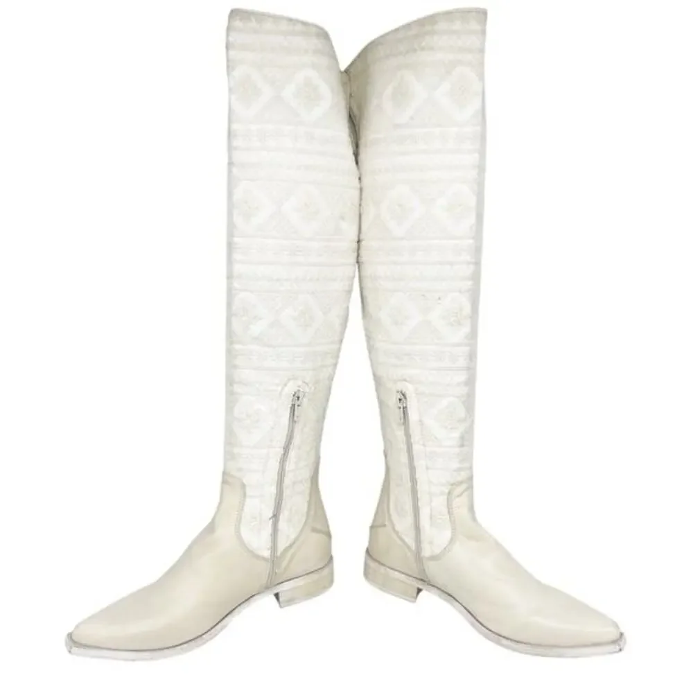 Free People Women's Bren‎ OTK Crochet Western Cowgirl Boots Size US 6 Size 36